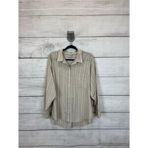 A New Approach Women's Cream & White Striped Button Up Top Size XL